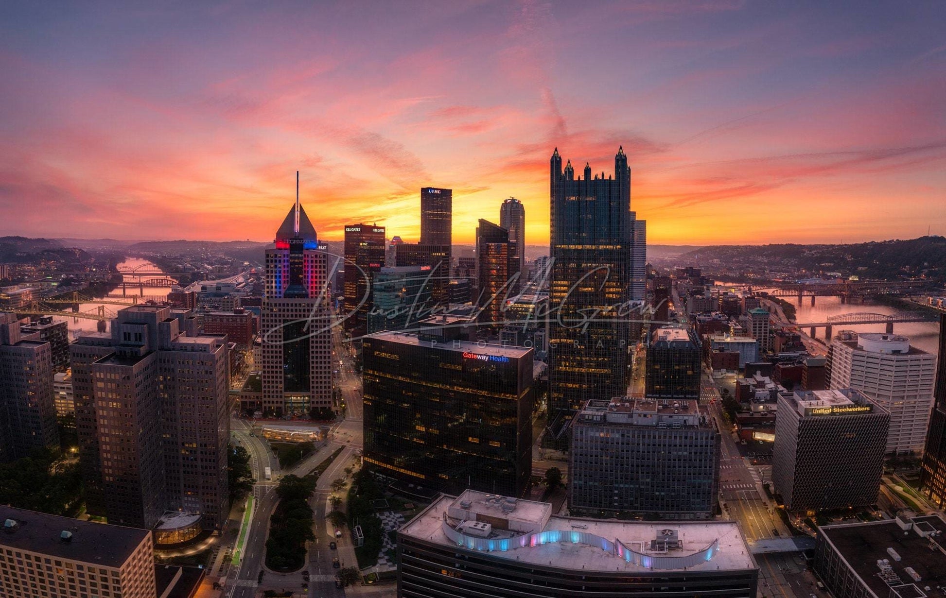 Pittsburgh Skyline Photo - A Beautiful Sunrise Over The Steel City Metal Prints Canvas