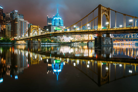 Pittsburgh Photo Print - A Moody Scene Of The Warhol Bridge And Downtown Metal Prints Canvas